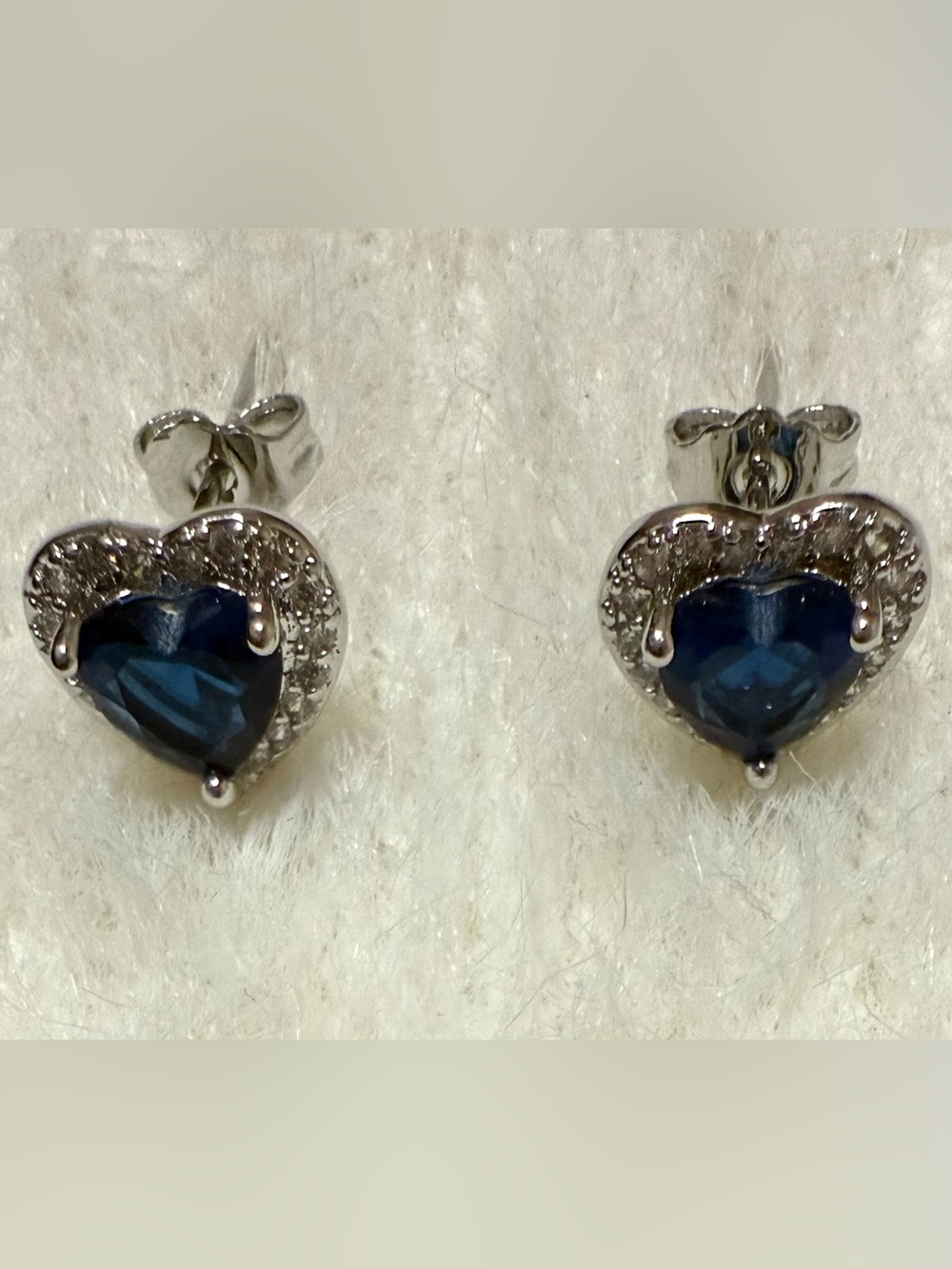 Heart-Shaped Blue Crystal Halo Stud Earrings - Women's Jewelry